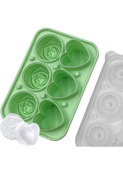 Gül Buz Küpü Kalıpları Kalp Buz Küpü Kalıpları Yeniden Kullanılabilir Silikon Buz Küpü Tepsisi Kapaklı ve Hunili Buz Küresi Tepsisi 6 Boşluklu Buz Topu Makinesi Meyve Suyu Içecekle Yu (Yurt Dışından)