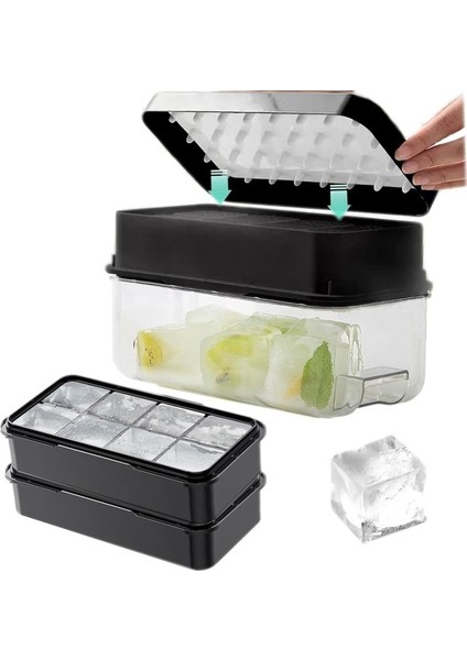 Kapaklı ve Kovalı Buz Küpü Tepsisi, Dondurucu Için Buz Tepsileri, Esnek Buz Küpü Tepsileri, 16 Adet Buz Küpü, 2 Tepsili Dondurucu Için Buz Küpü Tepsileri, Buz Kabı, Kapak, Küçük Do Yu (Yurt Dışından)