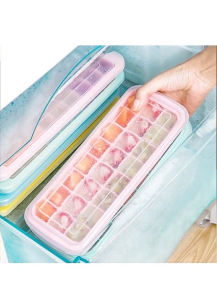 24 S Mavi 24 Saplı Silikon/plastik Buz Küpü Tepsisi, Kapaklı ve Dondurucu Için Çöp Kovası Mini Buz Küpü Kalıp Kovası, Kepçeli Buz Yapıcı (Yurt Dışından) fiyatları