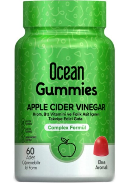 Ocean Gummies Apple Cider Vinegar Takviye Edici Gıda 60 Adet Çiğnenebilir Form