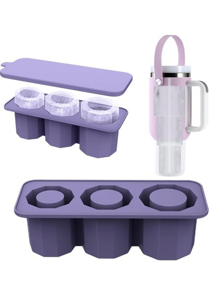 20-40 Oz Bardak Için Çıkarılabilir Kapaklı Silikon Buz Küpü Tepsisi, Bardaklar Için 3 Içi Boş Silindir Buz Kalıbı, Kokteyller Için Yeniden Kullanılabilir Büyük Buz Küpü Tepsileri V (Yurt Dışından)