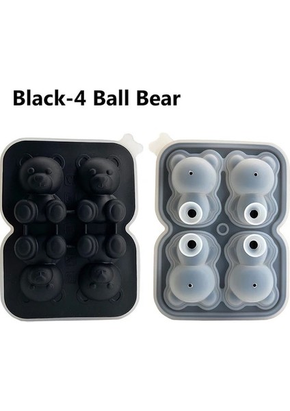 Black-4 Top Ayı Sevimli Ayıcık Buz Küpü Yapımı Kalıp Sıçramaya Dayanıklı ve Kolay Düşebilir, Buzdolabı Için Konteynerli, Sevimli Ayı Buz Küpü Tepsisi (Yurt Dışından)