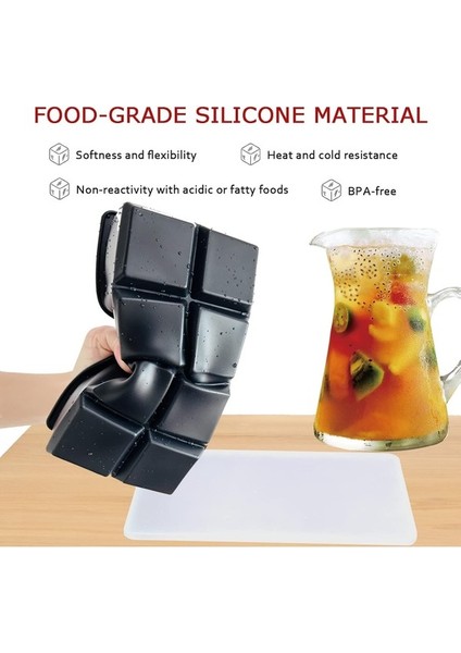 Büyük Buz Küpü Tepsisi - Çıkarılabilir Kapaklı Büyük 2 Inç Kare Silikon Buz Küpü Kalıpları - Gıda Sınıfı, Yeniden Kullanılabilir, Bpa Içermez - Kokteyller, , Meyve Suları ve (Yurt Dışından) modelleri