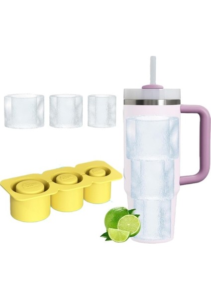 Bardak Bardağı Için Buz Küpü Tepsisi, 3 Içi Boş Silikon Silindir Buz Kalıbı, Kupa Için Buz Küpü Kalıpları, Buzlu Içecek, Meyve Suyu, , Soğuk Kokteyl, Kahve Sarısı Için Kapaklı (Yurt Dışından)
