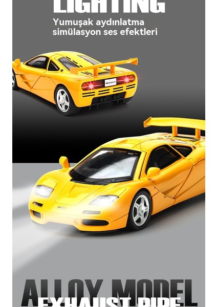 1:32 Mclaren F1 Spor Araba Ses ve Işık Oyuncak Araba Modeli (Yurt Dışından) modelleri