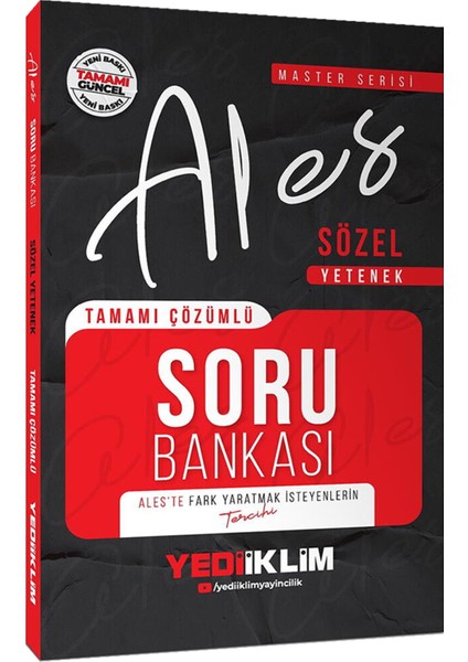 2026 Ales Master Serisi Sözel-Sayısal Yetenek Tamamı Çözümlü Soru Bankası-Çözümlü Fasikül 7 Deneme fırsatları