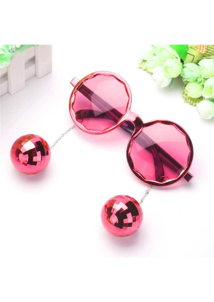 Kırmızı Renkli Disko Toplu Küpeli Parti Gözlüğü