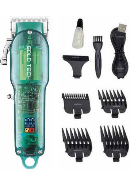 Şeffaf Gövdeli Profesyonel Saç Kesme Makinesi – 200 Dakika Kullanım | Ayarlanabilir Bıçak | Japon Motor Teknolojisi