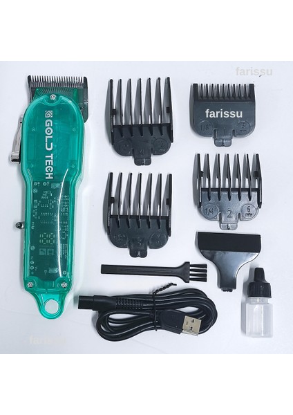 Şeffaf Gövdeli Profesyonel Saç Kesme Makinesi – 200 Dakika Kullanım | Ayarlanabilir Bıçak | Japon Motor Teknolojisi