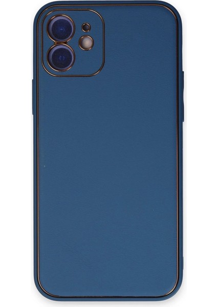 iPhone 12 Kılıf Coco Deri Silikon Kapak - Açık Mavi