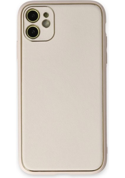 iPhone 12 Kılıf Coco Deri Silikon Kapak - Beyaz