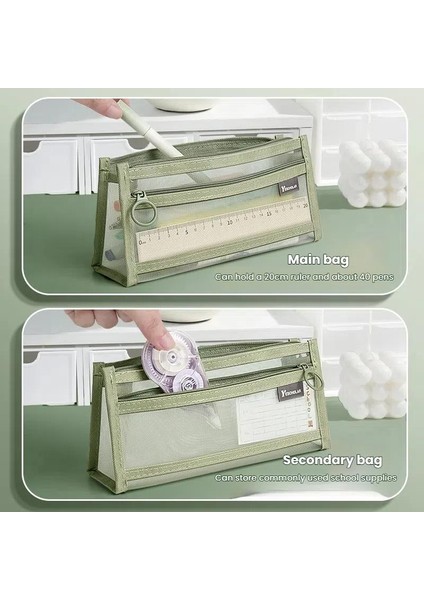 Büyük Kapasiteli Çift Katmanlı Örgü Kalem Kutusu (Yurt Dışından) modelleri