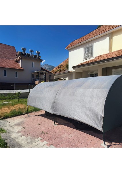 Gölgelik File Çit Filesi - 95lik - 2 Metre En Gri - Şeritli Halkalı - Çit Örtüsü Oto Gölgelik