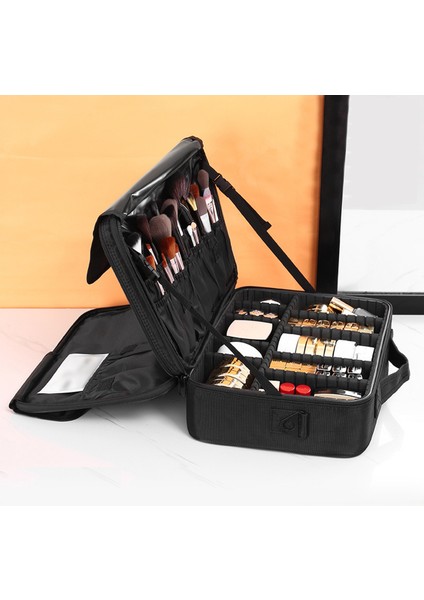 Üç Katlı Kozmetik Kutusu Büyük Su Geçirmez Oxford Kumaş Manikür Makyaj Alet Kutusu Seyahat Iç Çamaşırı Saklama Kutusu (Yurt Dışından)