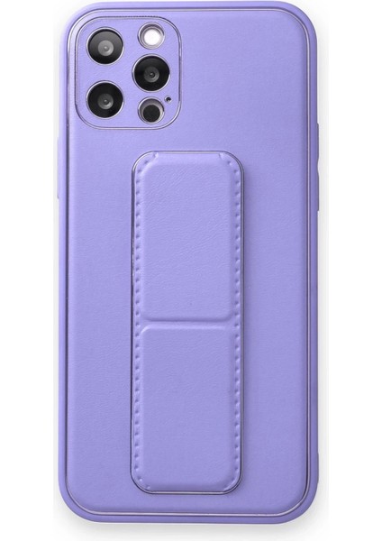 iPhone 12 Pro Kılıf Coco Deri Standlı Kapak - Koyu Lila