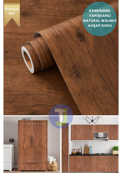 Premium Kendinden Yapışkanlı Ahşap Desen Pvc Kaplama Folyosu 60X300CM