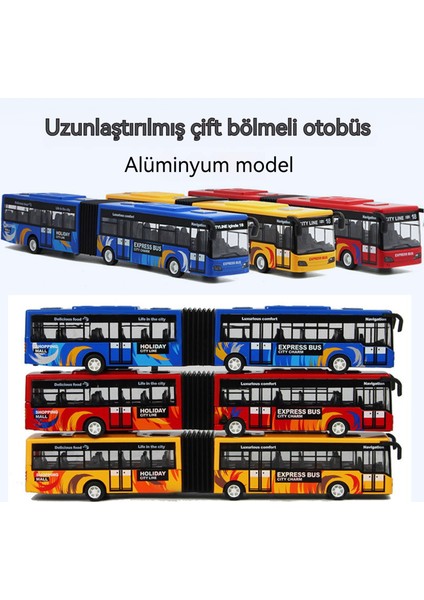 1:32 Alaşım Çift Bölümlü Uzun Otobüs Otobüs Modeli (Yurt Dışından) fiyatları