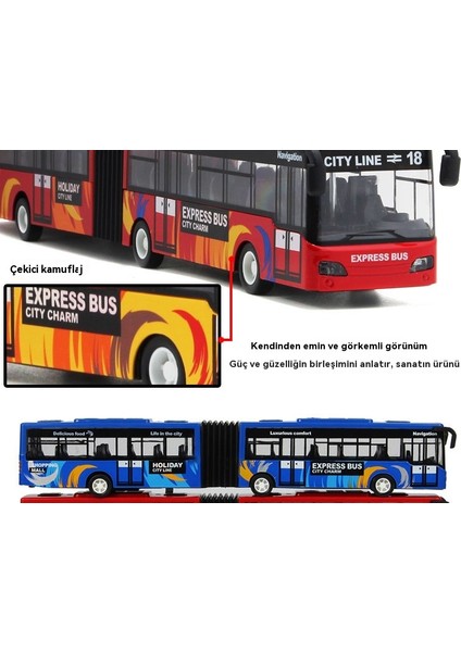 1:32 Alaşım Çift Bölümlü Uzun Otobüs Otobüs Modeli (Yurt Dışından) fırsatları