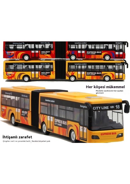1:32 Alaşım Çift Bölümlü Uzun Otobüs Otobüs Modeli (Yurt Dışından) indirimleri