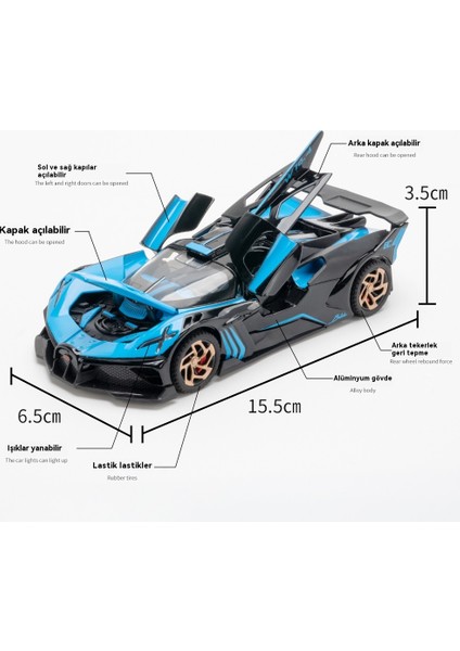 1 Ila 32 Bugatti Ateş Meteor Alaşımlı Spor Araba Modeli (Yurt Dışından) fırsatları