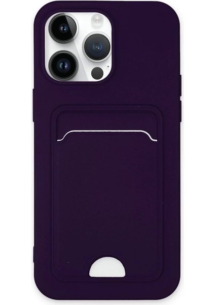 iPhone 14 Pro Kılıf Kelvin Kartvizitli Silikon - Derin Mor