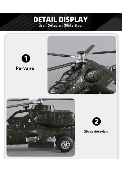 1:56 Düz 10 Savaş Helikopteri Alaşım Modeli Ses ve Işık Ile Müzik Hareketli Pervane (Yurt Dışından) fiyatları