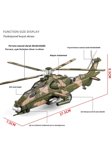 1:56 Düz 10 Savaş Helikopteri Alaşım Modeli Ses ve Işık Ile Müzik Hareketli Pervane (Yurt Dışından) indirimleri