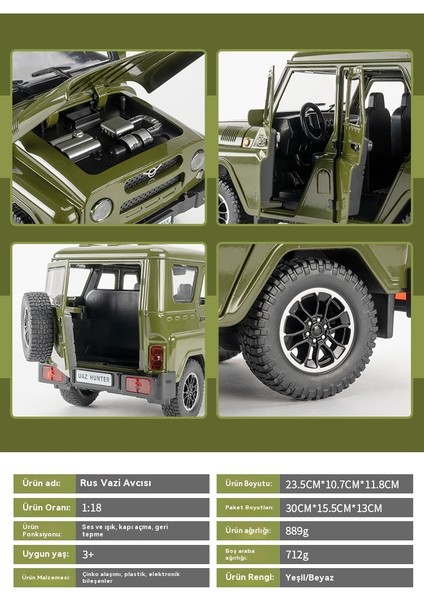 1:18 Rus Vaz Avcısı Alaşımlı Arazi Aracı Modeli (Yurt Dışından) modelleri