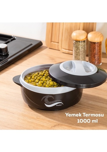 3149 Yemek Termosu - Sızdırmaz Kilitli Kapak Saklama Kabı Paslanmaz Çelik Sefertası 1000 ml