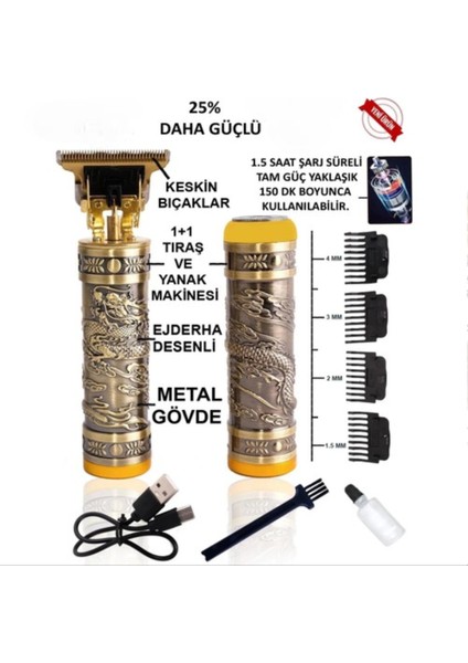 KP- 2074 2 In 1 Profosyonel Suya Dayanaklı Ense ve Yanak Makinası