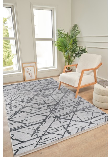 Bereket BE009 Krem-Antrasit Uzun Ömürlü Yumuşak Dokulu Salon Mutfak Koridor Oturma Odası Yolluk Halı