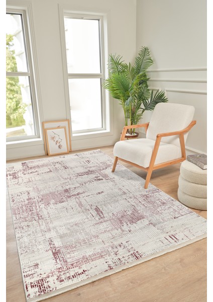 Bereket BE003 Krem-Pembe Uzun Ömürlü Yumuşak Dokulu Salon Mutfak Koridor Oturma Odası Yolluk Halı