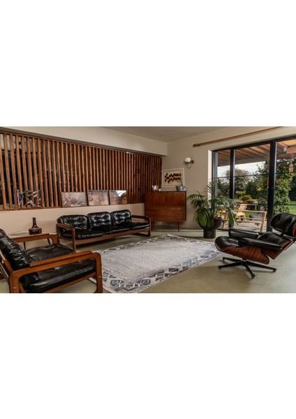 Gallery 1307 Antrasit-Gri Uzun Ömürlü Yumuşak Dokulu Salon Mutfak Koridor Oturma Odası Yolluk Halı fiyatları