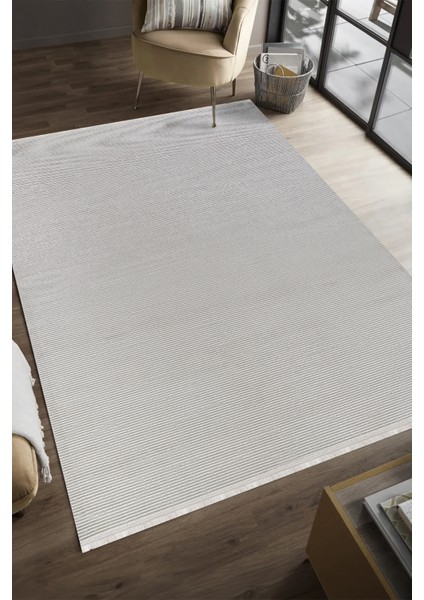 Akasya AK009 Krem Uzun Ömürlü Yumuşak Dokulu Salon Mutfak Koridor Oturma Odası Yolluk Halı