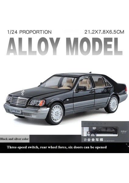 1:24 Mercedes Benz W140 S320 Klasik Sedan Alaşım Ölçekli Araba Modeli Döküm Metal Ses ve Işık Çocuk Oyuncağı Araba Araçlar Hediye (Yurt Dışından)
