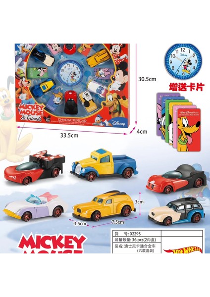 Adet Disney Mickey Mouse Karikatür Sevimli Alaşım Araba Sürgülü Araba Metal Atalet Araba Çocuk Oyuncak Kız Hediye Yarış Modeli Hediye Kutusu (Yurt Dışından)