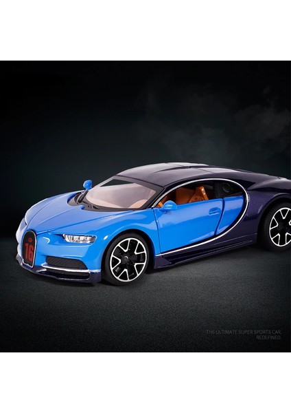 1/32 Bugatti Chiron Alaşım Spor Araba Oyuncak Modelleri Döküm Metal Minyatür Araçlar Ses Işığı ile Geri Çekin Koleksiyon Oyuncak Arabalar (Yurt Dışından)