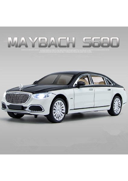 1:22 Benz Maybach S680 Alaşım Metal Araba Modeli Döküm Metal Oyuncak Araçlar Araba Modeli Yüksek Simülasyon Ses ve Işık Çocuk Hediye (Yurt Dışından)