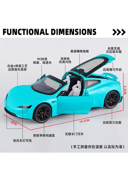 1:24 Tesla Roadster Cabrio Supercar Alaşım Model Araba Döküm Metal Ses ve Işık Serisi Oyuncak Araba Çocuk Doğum Günü Hediyesi (Yurt Dışından) fırsatları