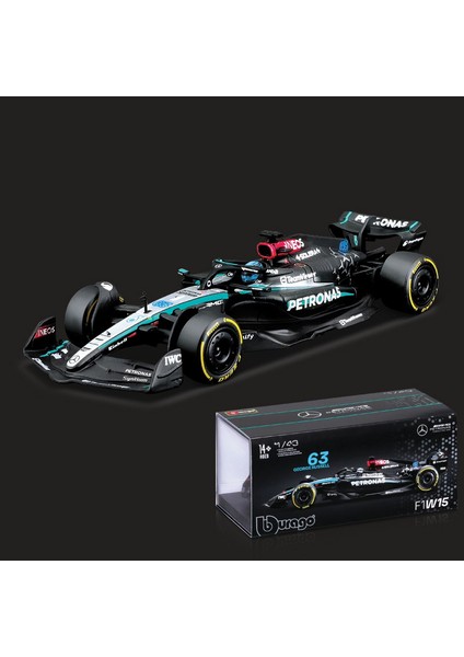 Bburago 1:43 Mercedes-Amg F1 W15 E Performans 2024 Alaşım Araba Minyatür Pres Döküm Model 44 # Lewis Hamilton 81 # George Russell Oyuncak (Yurt Dışından)