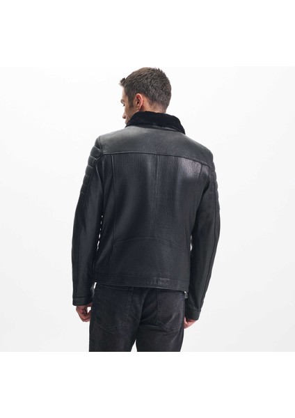 Siyah Hakiki Deri Erkek Hakiki Deri Mont - E23KDM310471-Q4O