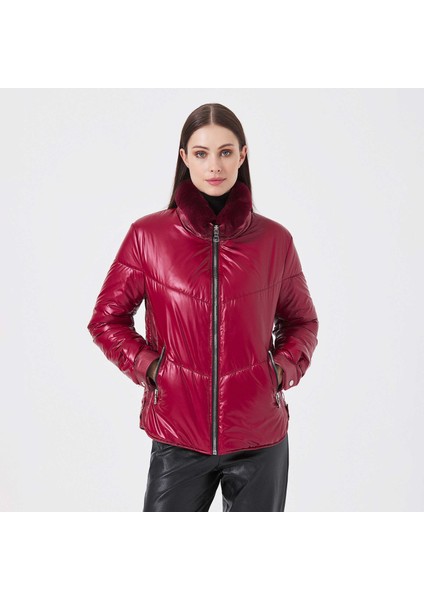 Kırmızı Deri Tekstil Kadın Deri Mont - K23KDM320414-U1G
