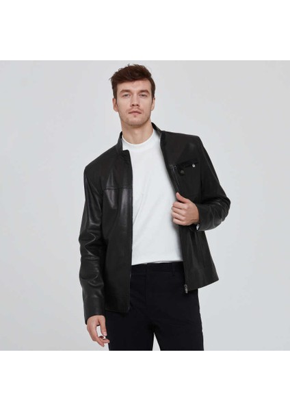 Siyah Hakiki Deri Erkek Hakiki Deri Mont - E22KDM310387-Q3H indirimleri