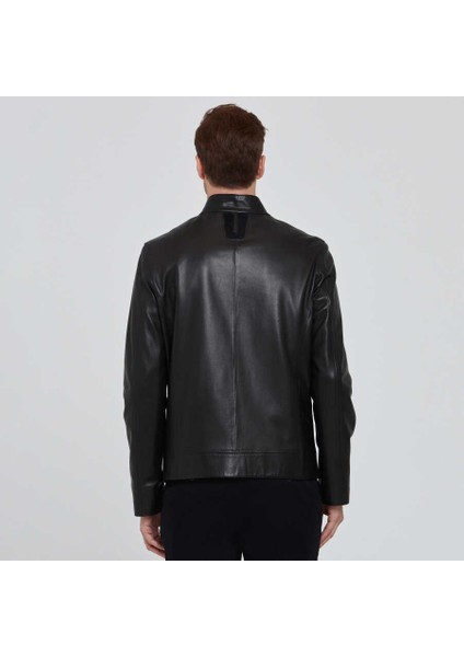 Siyah Hakiki Deri Erkek Hakiki Deri Mont - E22KDM310387-Q3H