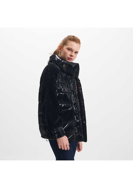 Siyah Tekstil-Kürk Kadın Deri Mont - K23IKM320365-R8X fırsatları