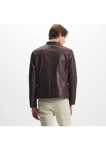 Kahve Hakiki Deri Erkek Hakiki Deri Mont - E24KDM310586-R4W fırsatları