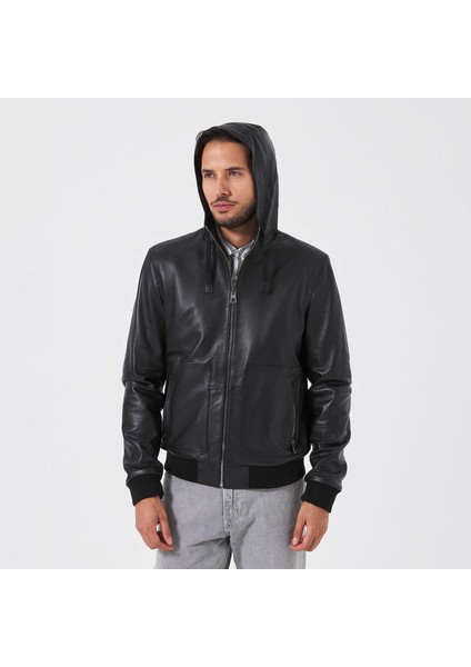 Siyah Hakiki Deri Erkek Hakiki Deri Mont - E23KDM310502-Q3H