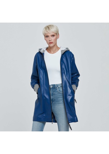 Mavi Hakiki Deri Kadın Hakiki Deri Trençkot - K22KDM320284-R5X