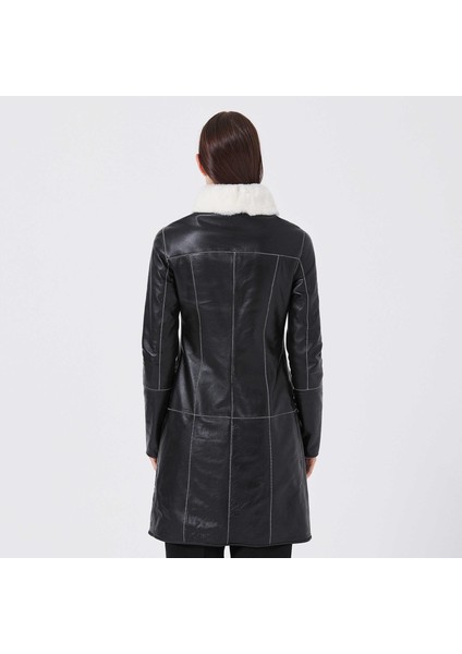 Siyah Deri-Kürk Kadın Deri Trençkot - K23KKM320412-Q3H modelleri