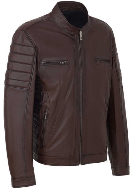 Kahve Hakiki Deri Erkek Hakiki Deri Mont - E24BDM310558-Q4Q